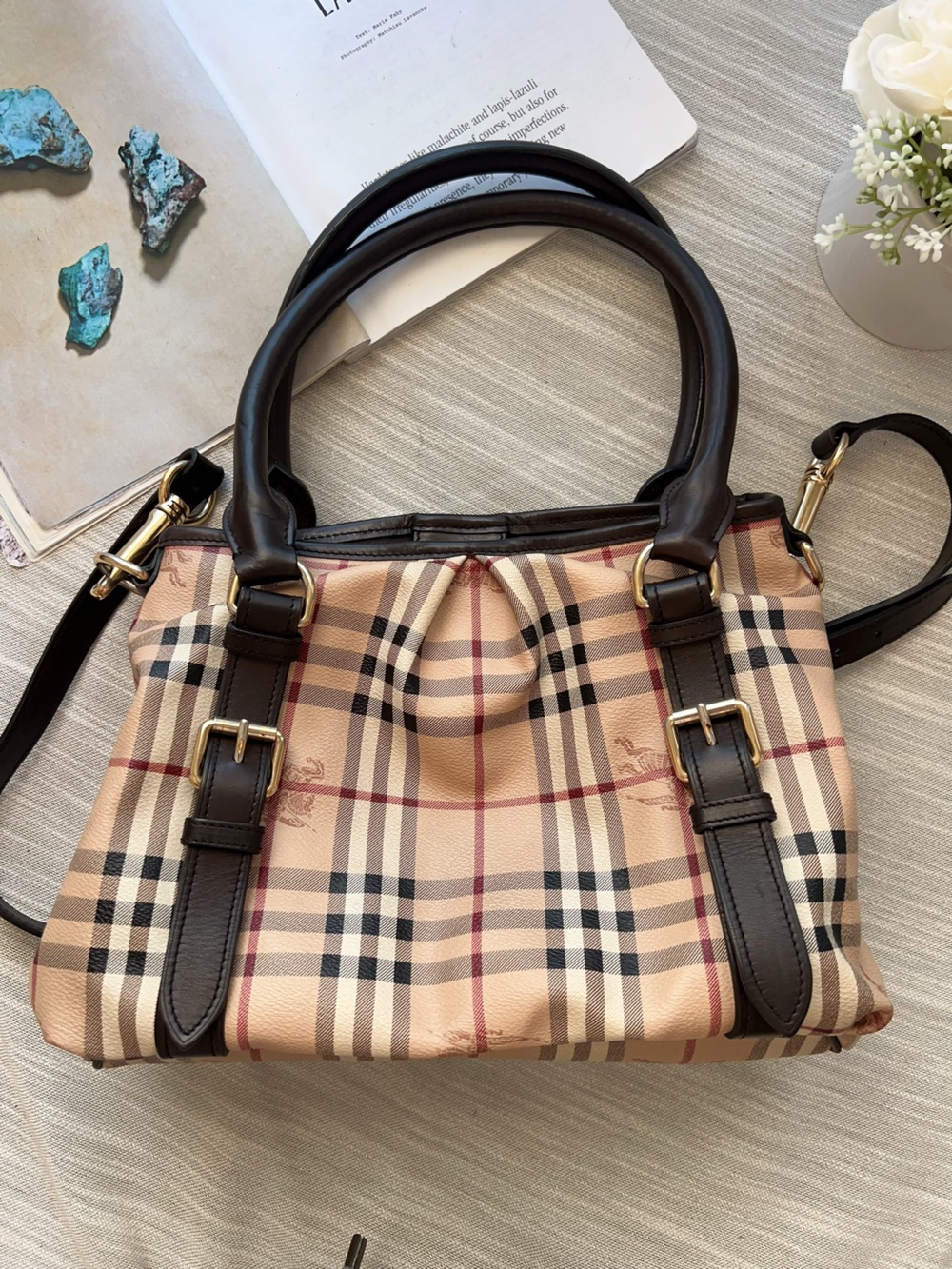Burberry Haymarket Check Top Handle Bag
